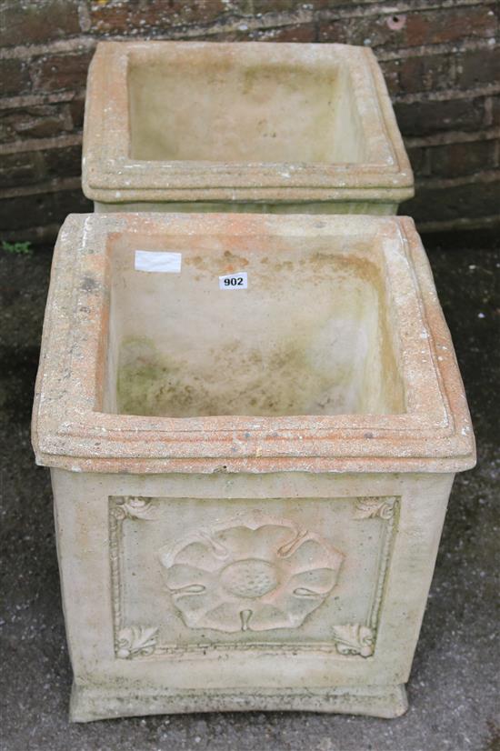 Pair square garden pots